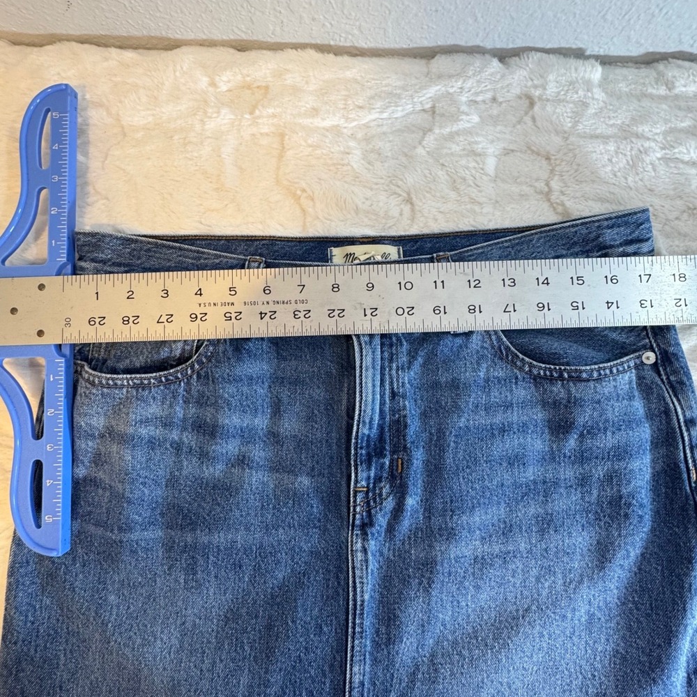 Madewell Denim Midi Skirt Medium Wash Front Slit Cotton Size 29 CKP482132694 - Picture 11 of 14